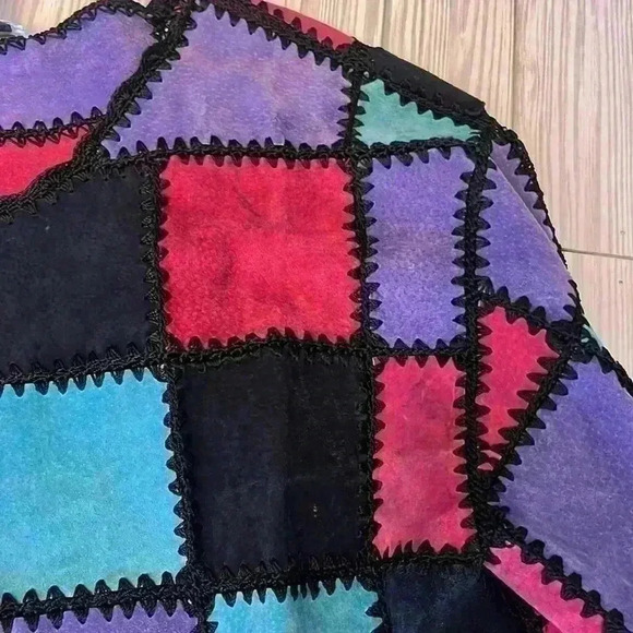 Vintage leather patchwork cardigan - Picture 6 of 6